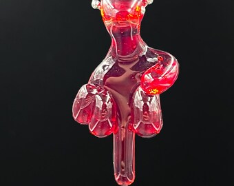 Pomegranate Middle Finger Glass Pendant