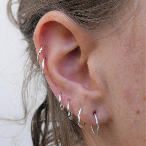 Helix Piercing | Daith Piercing | Multiple Ear Piercings | Handmade Silver Earrings | 925 Sterling Silver | Ear curation | sold individually