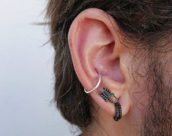 BECOME TREE CONCHO×HOOP PIERCE Conch Piercing Silver Hoops | 925 Sterling Silver | Ear