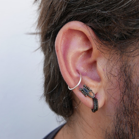 Conch Piercing Silver Hoops | 925 Sterling Silver | Ear Curation