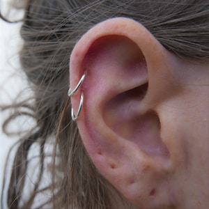Helix Piercing Silber Ohrringe | 925 Sterling Silber | Ohrschmuck | 8 mm Durchmesser, 1,0 mm Dicke | 1 Stück | handgemacht