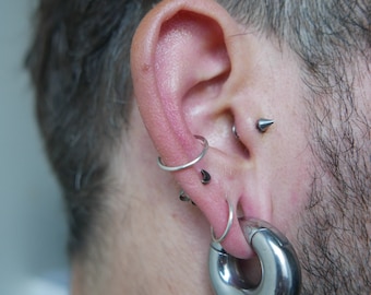 Conch Piercing Silver Hoops | 925 Sterling Silver | Ear curation | 12 mm diameter, 1,2 mm thickness | hand-made