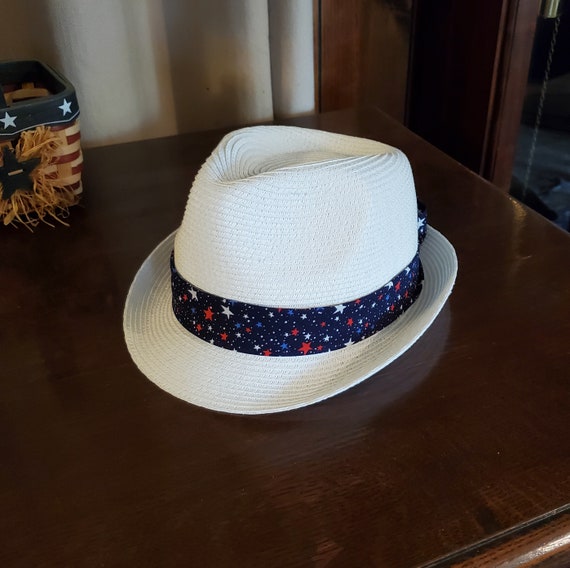 White Straw Fedora Sun Hat 