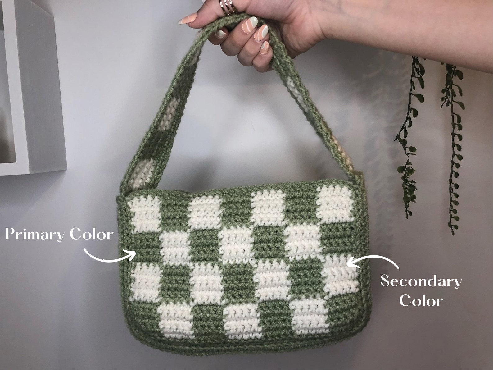 checkerboard crochet bag