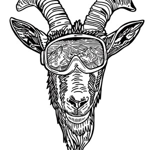 Goat with goggles ai, svg, eps, dxf, jpg files