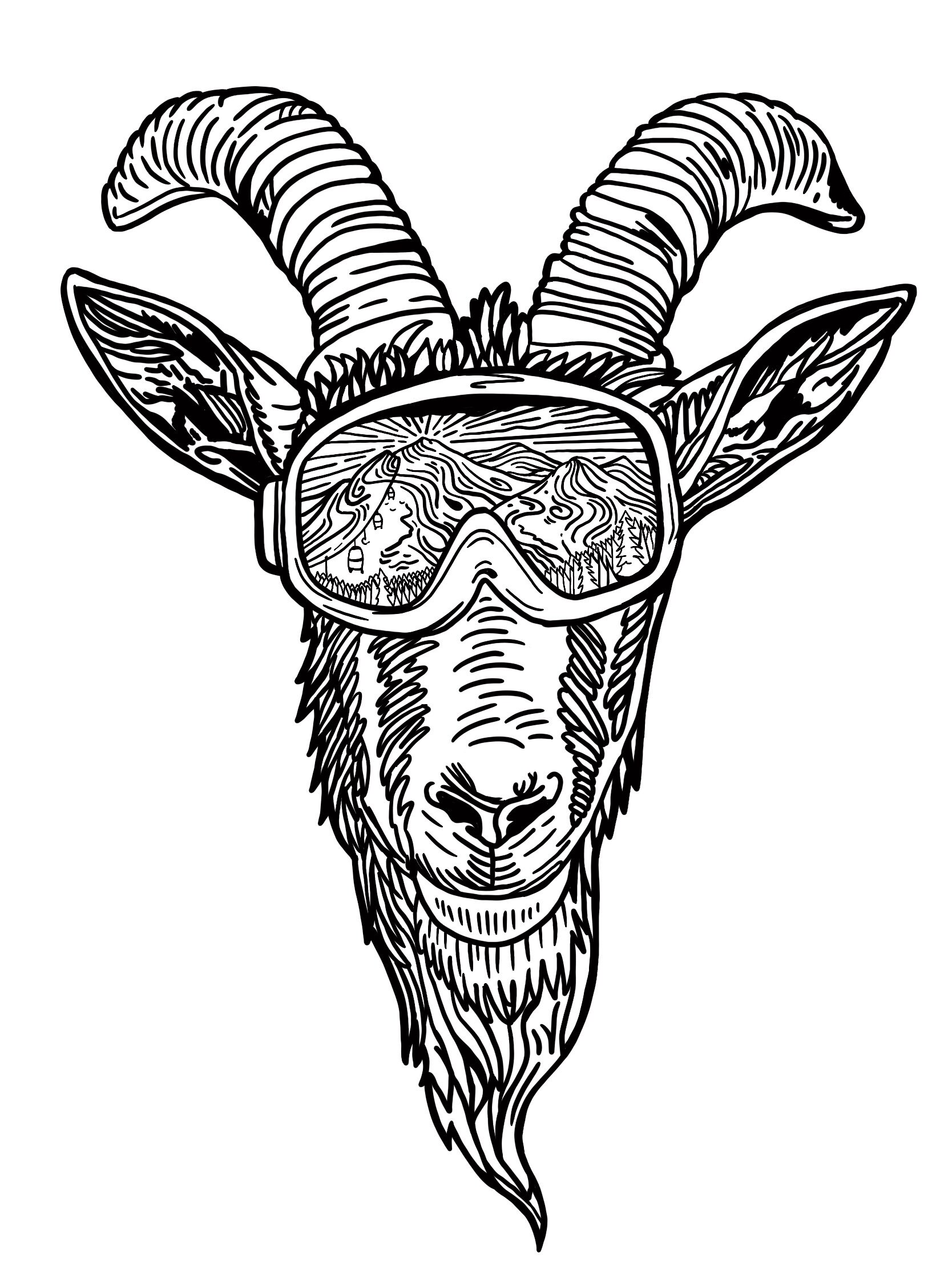 Goat With Goggles Ai, Svg, Eps, Dxf, Jpg Files Etsy