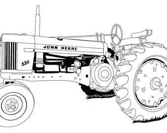 1957 John Deere Tractor Drawing svg, eps, dxf, svg, ai cut file