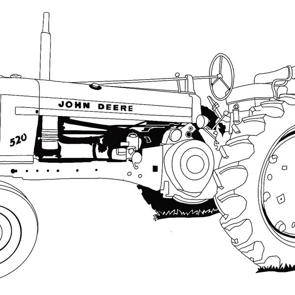 1957 John Deere Tractor Drawing svg, eps, dxf, svg, ai cut file