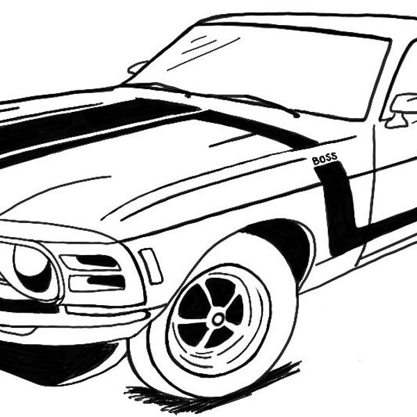 1970 Boss Mustang digital file svg, dxf, ai, eps, jpg