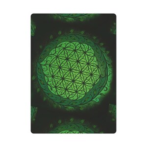 Conjunto de cartas de pôquer verde Flor da Vida, perfeito para noites de jogos, presentes, jogadores de cartas, cartas de baralho ecológicas, design exclusivo
