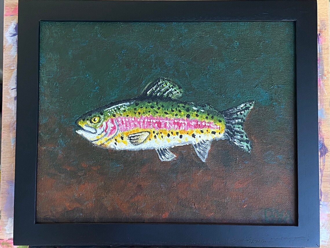 Rainbow Trout Painting Original Acrylic Painting on Panel Etsy