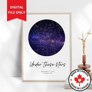 Mapa estelar personalizado DOWNLOAD DIGITAL | Pôster de mapa de constelação | Presente de avó, avô e avó para ela | Céu noturno personalizado por data
