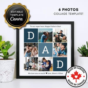 Dad Photo Collage Template | DIY Editable Canva Custom Personalized Printable Art Husband Step Father Gift Digital File Instant Download JPG