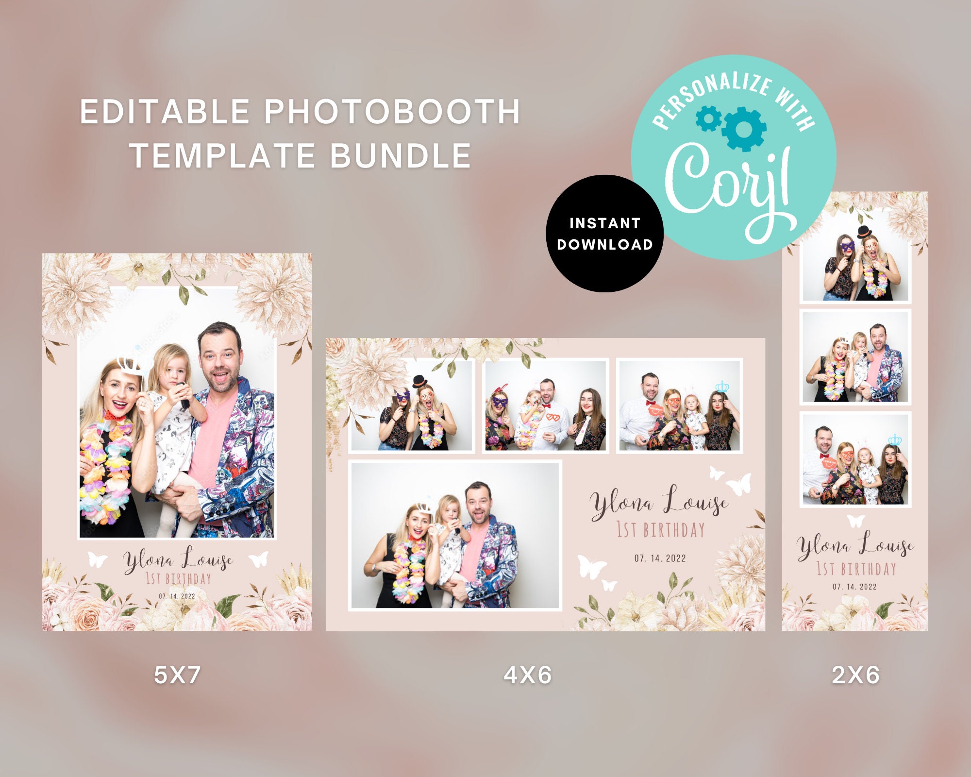 ADELLA Minimalist Photo Booth Cards, Photo Booth Strip Frame, Modern Photo  Booth Template, Editable Photo Booth Overlay, 4x6 2x6 Background 