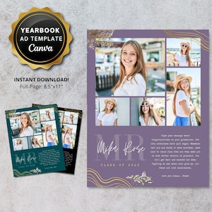 Senior Yearbook Ad Template: Custom Graduation Tribute (Digital CANVA Template)