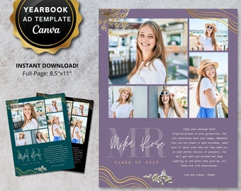 Senior Yearbook Ad Template: Custom Graduation Tribute (Digital CANVA Template)