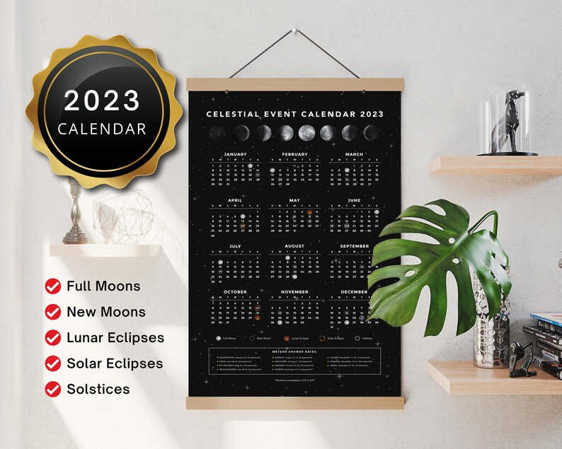 Solar Lunar Eclipse Calendar 2023 INSTANT DOWNLOAD Astronomy Etsy