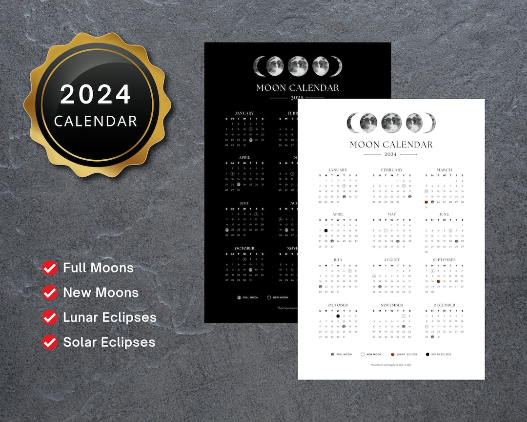 12x18 Solar Lunar Eclipse Calendar 2024 INSTANT DOWNLOAD Etsy
