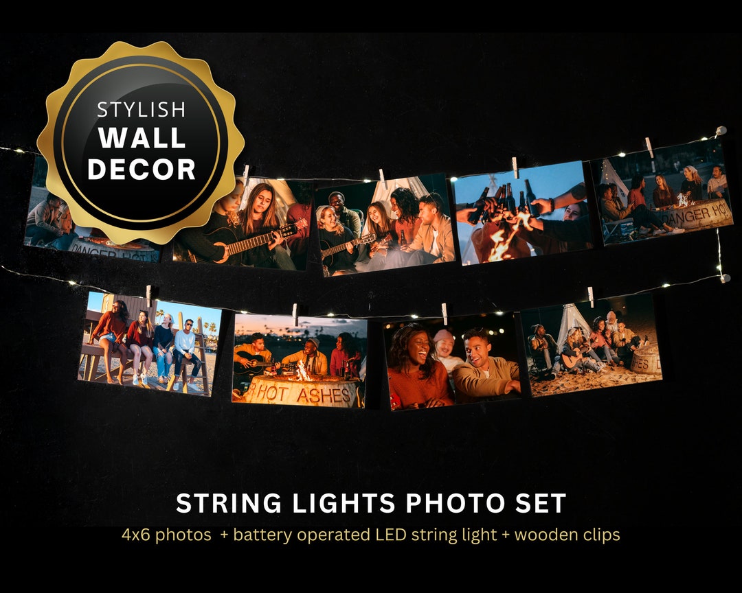 Printed Photo Set Hanging String Light Wall Teen College Etsy