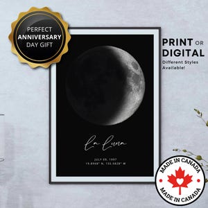 Custom Moon Phase Print | Personalized Lunar Art Poster Gift for Her | Night We Met Sky by Date Him Boyfriend Girlfriend