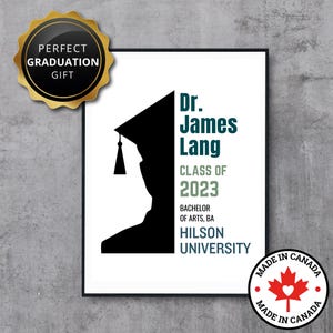 Personalized PhD Grad Student Print | Custom Poster Gift for Doctor Professor Academic | Science Law Medicine Masters Degree Wall Art