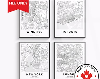 Custom City Map Wall Art DIGITAL DOWNLOAD | Custom City Home Décor | Personalized City Poster | Custom Street Map Print | Housewarming Gift
