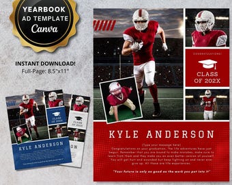 Senior Yearbook Ad Template Custom Graduation Tribute Ad Full Quarter Page Digital CANVA TEMPLATE Personalized High School Printable pdf jpg