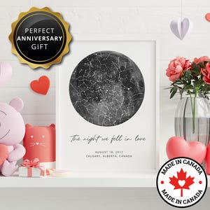 Custom Star Map Print Personalized Gift for Her | Constellation Map Poster | Wall Art Night Sky by Date Wife Husband Girlfriend Boyfriend