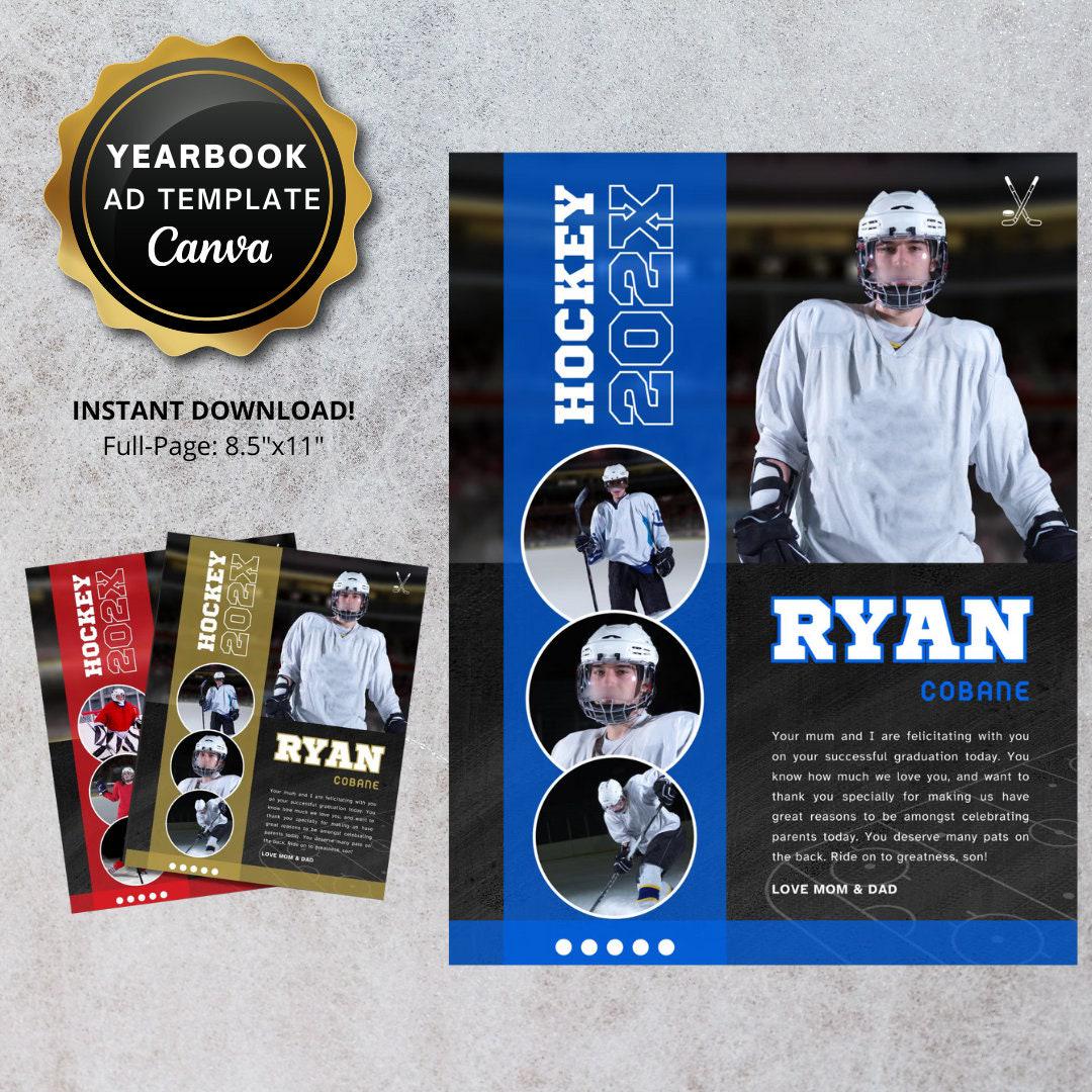 Senior Yearbook Ad Template Custom Grad Tribute Ad Full Quarter Page Digital CANVA TEMPLATE Sports Athlete Hockey High School Collage
