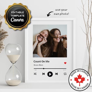 Printable Custom Song Poster INSTANT DOWNLOAD DIY Canva Template 8.5x11 Digital Song Album Cover Wall Art Valentine Wedding Anniversary Gift