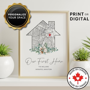 Plan de la ville personnalisé | Poster personnalisé de la ville | Notre première maison | Impression de pendaison de crémaillère personnalisée de plan de ville | Cadeau de clôture pour agent immobilier | Téléchargement numérique