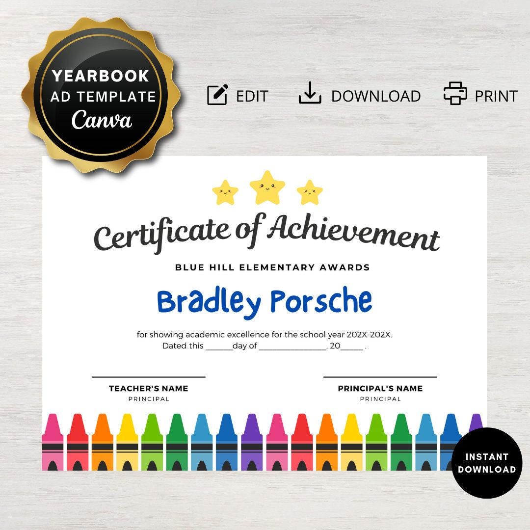 Kindergarten Graduation Diploma Canva Template | Editable Preschool ...