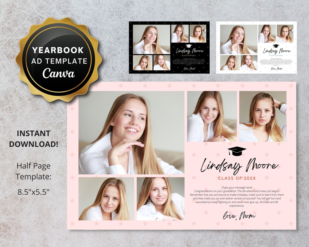 Senior Yearbook Half Page Ad DIY Canva Template Custom Etsy