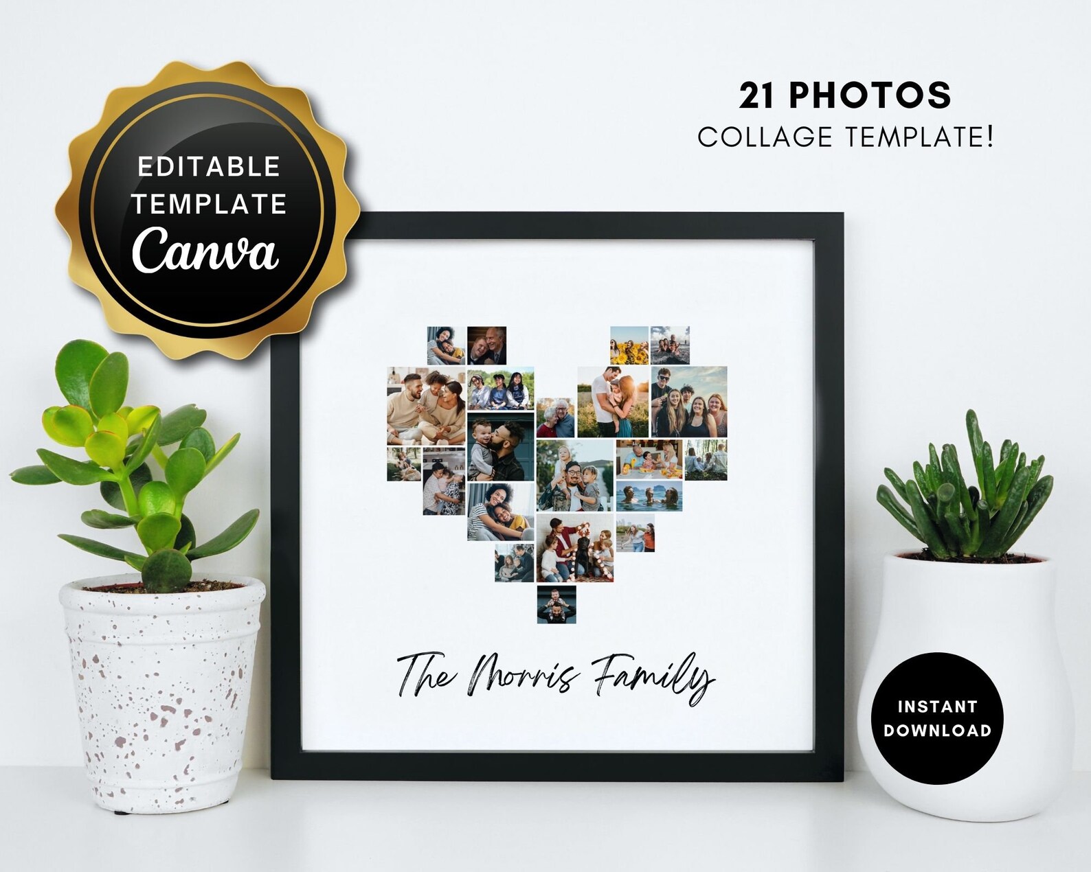 Photo Collage Family Tree Template DIY Editable Canva Custom Etsy