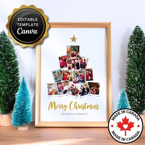 Christmas Tree Photo Collage Template: DIY Family Wall Art (8x12) (Digital File)