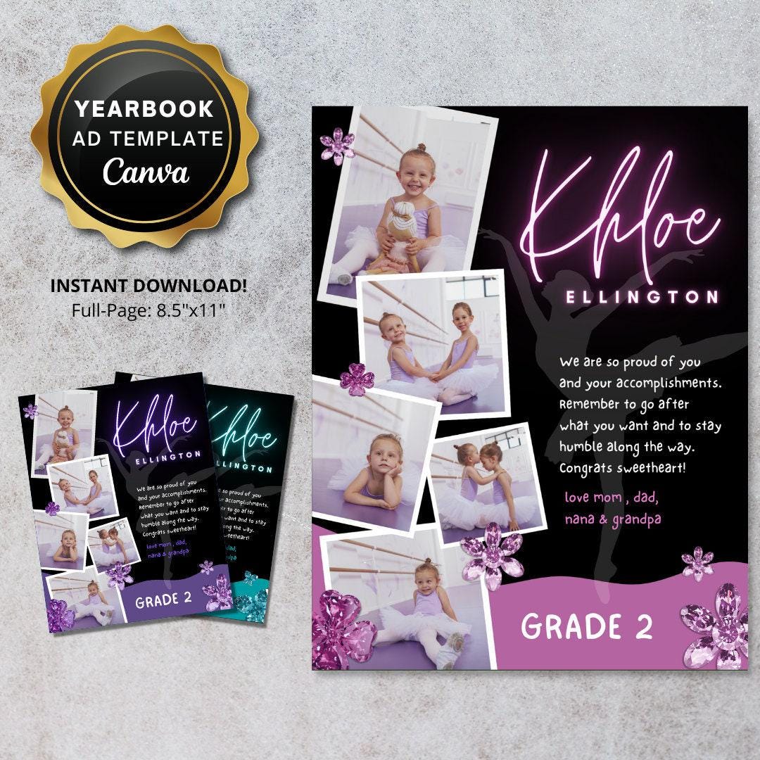 Elementary Graduation Yearbook Ad: DIY Canva Template (digital Download ...