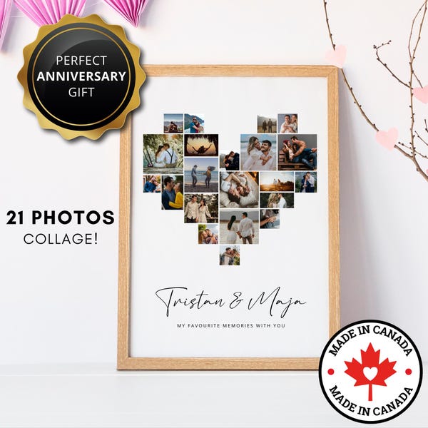 Personalized Heart Photo Collage Print - Anniversary Gift