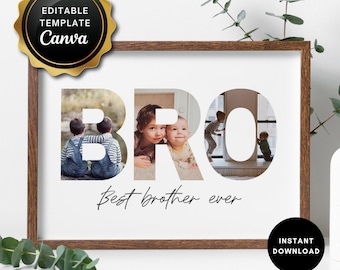 Brother Photo Collage Template | DIY Editable Canva Custom Personalized Printable Art Sibling Gift Digital File Instant Download JPG