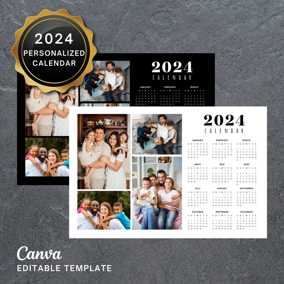2024 Personalized Photo Calendar INSTANT DOWNLOAD Custom Year at a