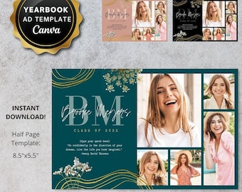 Senior Yearbook Ad Canva Template DIY | Custom Graduation Tribute Ad Half Page Digital Personalized High School 8th Grade Printable pdf jpg