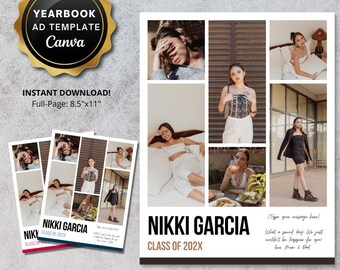 Senior Yearbook Ad Template Custom Graduation Tribute Ad Full Quarter Page Digital CANVA TEMPLATE Personalized High School Printable pdf jpg