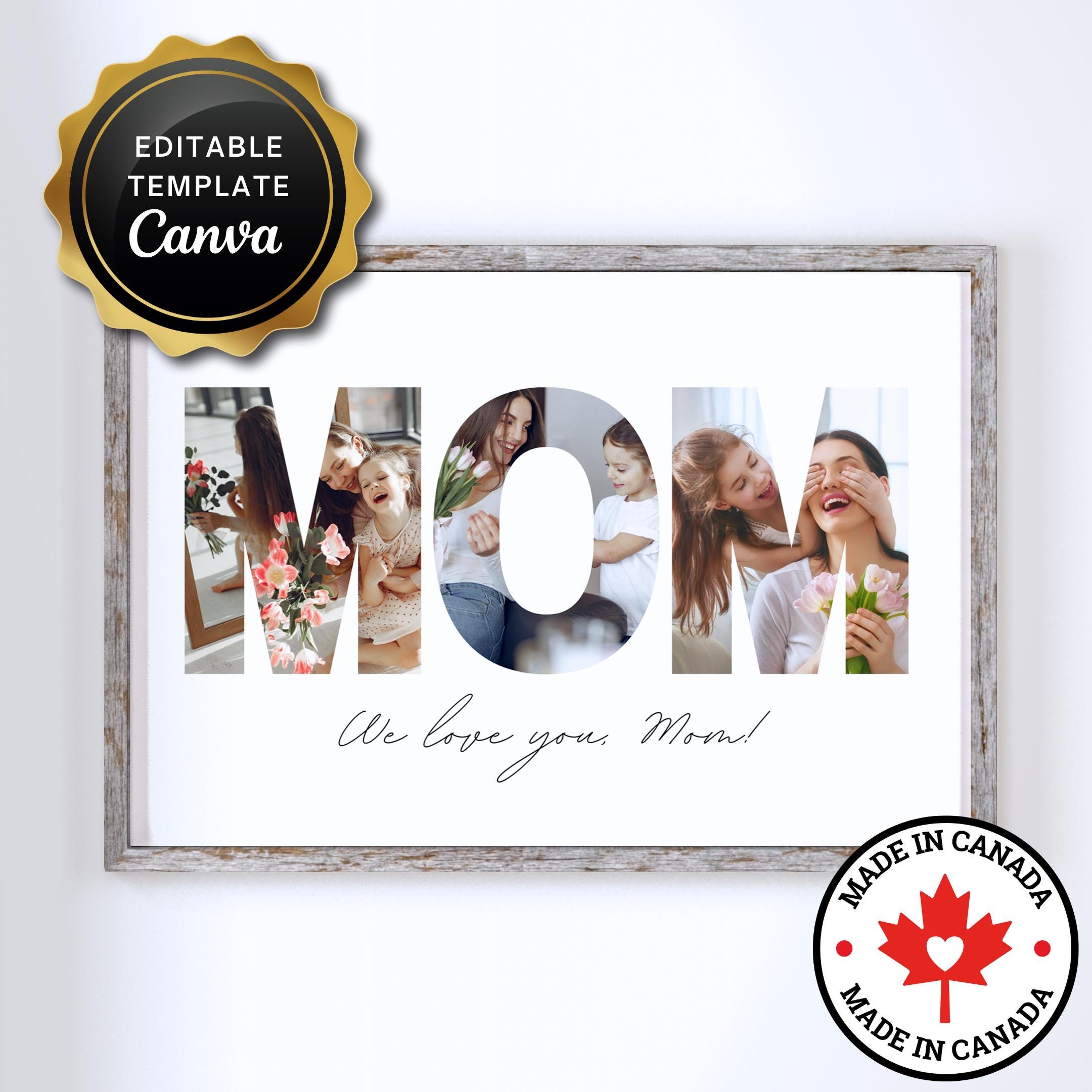 Mom Photo Collage | Personalized Valentine's Day Gift for Mom Step Mother | DIY Editable Canva Template Printable Digital Instant Download