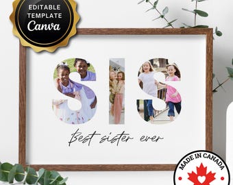 Sister Photo Collage Gift: DIY Holiday Canva Template (Digital Download)