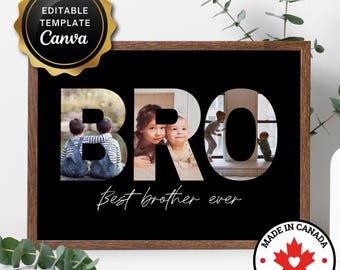Bruder Foto Collage Geschenk: DIY bearbeitbare Canva Vorlage (Digitaler Download)