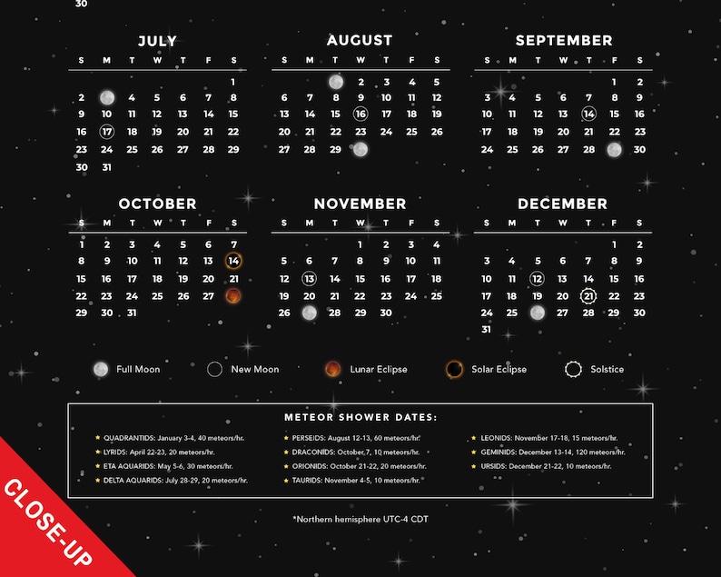 Solar Lunar Eclipse Calendar 2023 INSTANT DOWNLOAD Astronomy Etsy