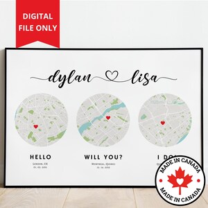 Aangepaste stadsplattegrond verjaardagscadeau voor haar eerste huis Gepersonaliseerde housewarming decor afdrukbaar paar makelaar cadeau digitaal bestand downloaden