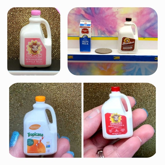 Mini Orange Juice Jug, Mini Milk Jug, Mini Strawberry Milk, Mini