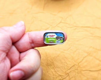 Miniature Sardine can, Mini Tuna can, 1:6 scale Doll house prop