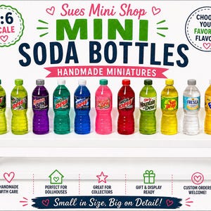 Mini 20oz Soda Bottle, 1:6 scale prop, (35 to choose from) imagen 1
