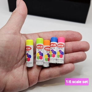Mini Neon Spray Paint SET, 1:6 scale, 1/12 scale